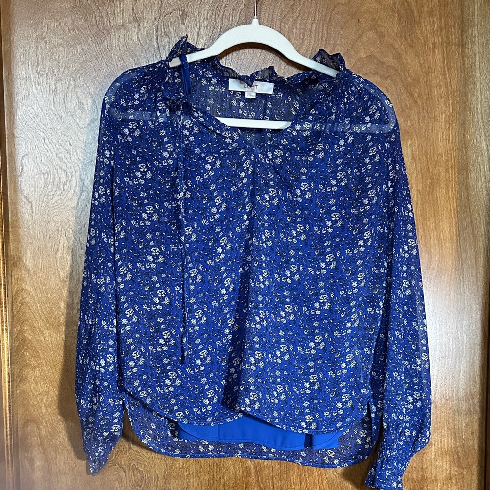 LOFT Blue Floral Women's Blouse